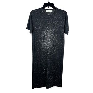 IRO‎ JEANS T-Shirt Dress Women Small Gray Speckled Short Sleeve Midi Casual Knit